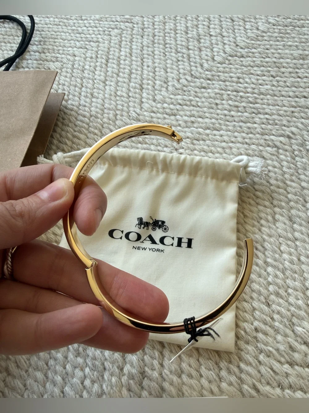 NWT COACH Gold Toned Bangle Bracelet with Dust Bag